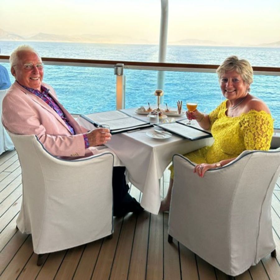 The Lockwoods dining at Solis, Seabourn Encore