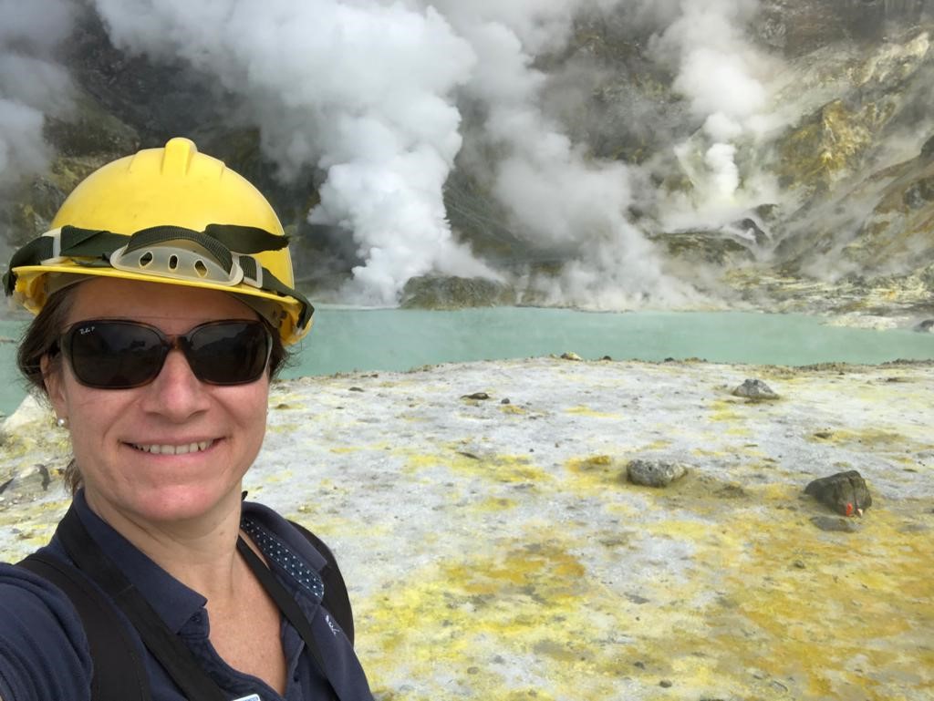 Amy at the volcano crater!